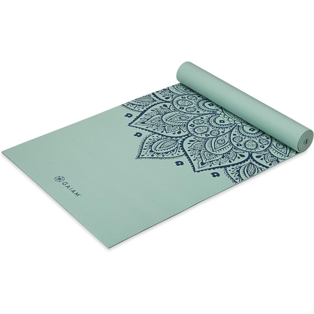 imageGaiam Yoga Mat  Premium 5mm Print Thick Non Slip Exercise ampamp Fitness Mat for All Types of Yoga Pilates ampamp Floor Workouts 68quot x 24quot x 5mmCool Mint Sundial