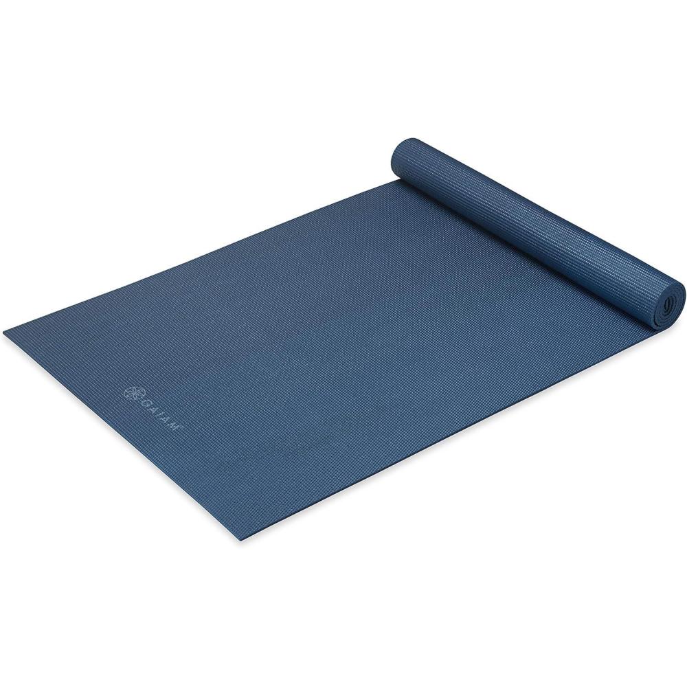 imageGaiam Yoga Mat  Premium 5mm Solid Thick Non Slip Exercise ampamp Fitness Mat for All Types of Yoga Pilates ampamp Floor Workouts 68quot x 24quot x 5mmIndigo Ink