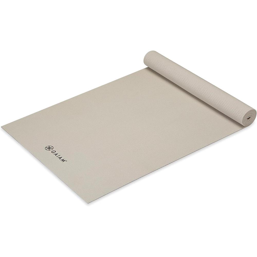 imageGaiam Yoga Mat  Premium 5mm Solid Thick Non Slip Exercise ampamp Fitness Mat for All Types of Yoga Pilates ampamp Floor Workouts 68quot x 24quot x 5mmSandstone
