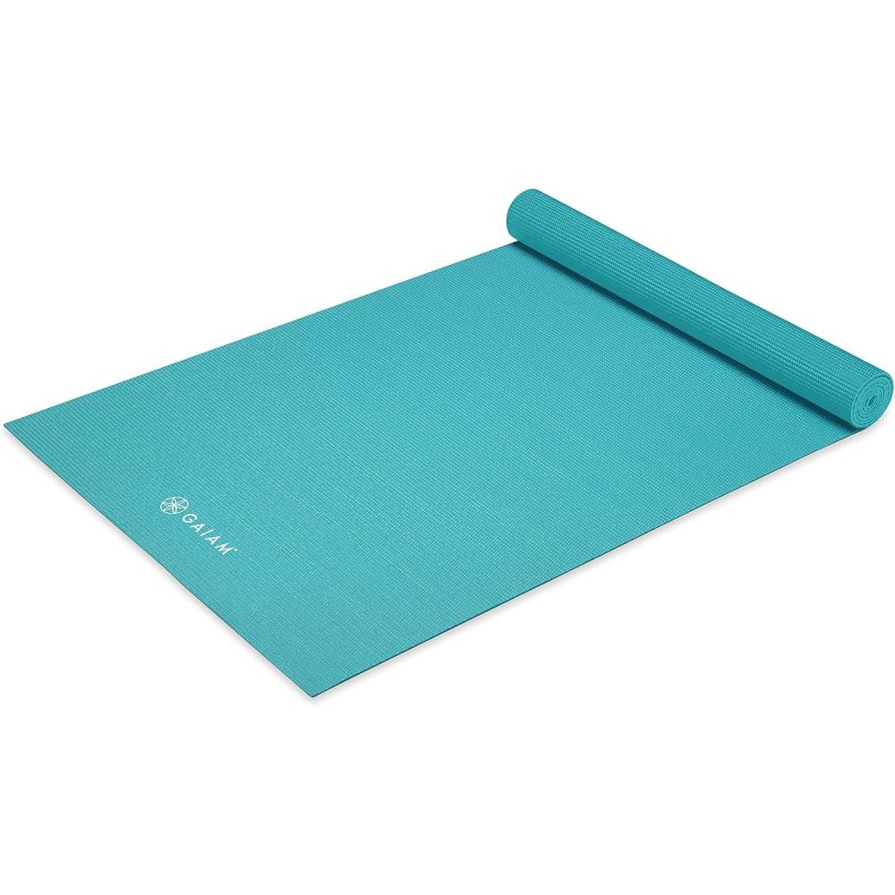 imageGaiam Yoga Mat  Premium 5mm Solid Thick Non Slip Exercise ampamp Fitness Mat for All Types of Yoga Pilates ampamp Floor Workouts 68quot x 24quot x 5mmLight Blue