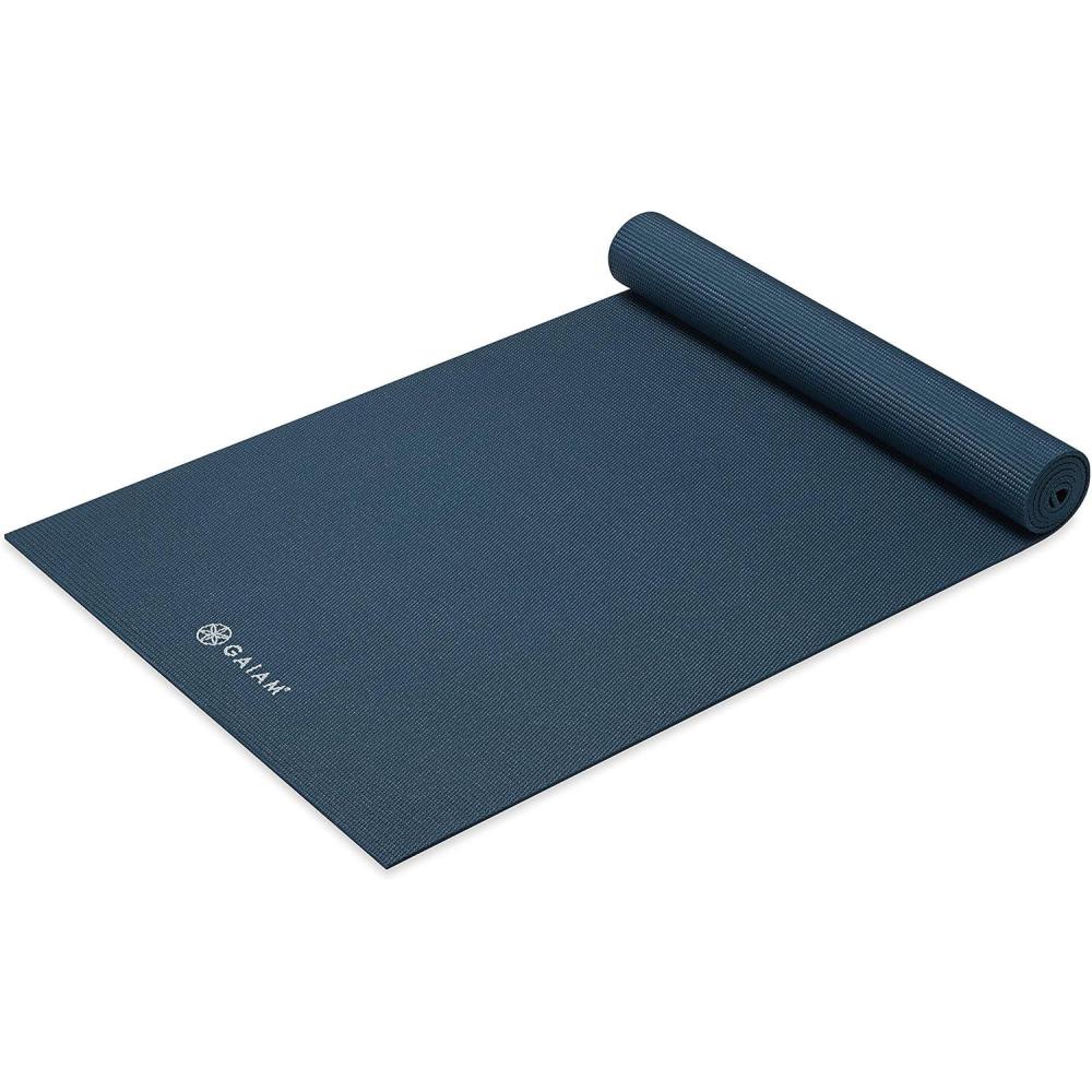 imageGaiam Yoga Mat  Premium 5mm Solid Thick Non Slip Exercise ampamp Fitness Mat for All Types of Yoga Pilates ampamp Floor Workouts 68quot x 24quot x 5mmMarine