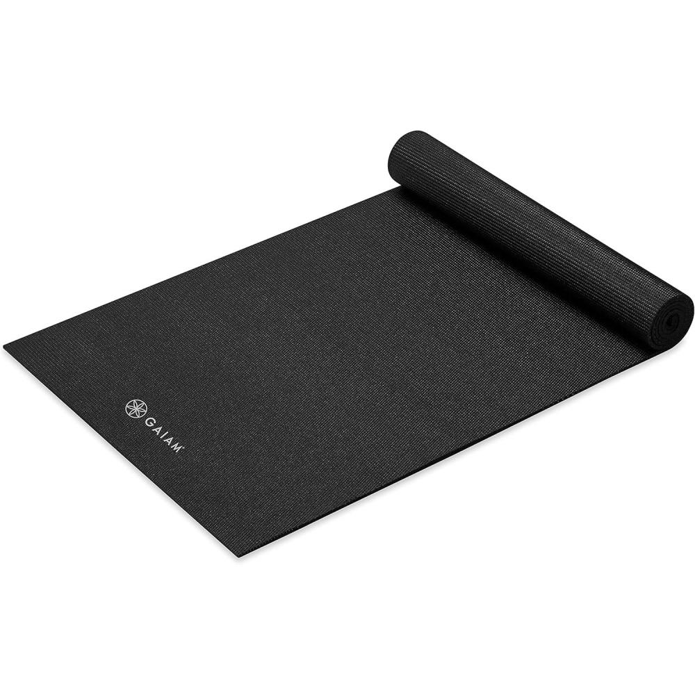 imageGaiam Yoga Mat  Premium 5mm Solid Thick Non Slip Exercise ampamp Fitness Mat for All Types of Yoga Pilates ampamp Floor Workouts 68quot x 24quot x 5mmBlack