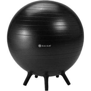 imageGaiam Balance Ball Chair  NoRoll Ergonomic Office Chair ampamp Yoga Ball Chair for Home Office Desk with Exercise Guide Easy Installation Ball Pump and Builtin Stability Legs 255 in 65 cm  Black
