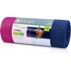 imageGaiam Grippy Non Slip Yoga Mat Towel  Fast Drying Towel  Ideal For Hot Yoga  Microfiber And Machine Washable  Grip BackingBlueFuchsia
