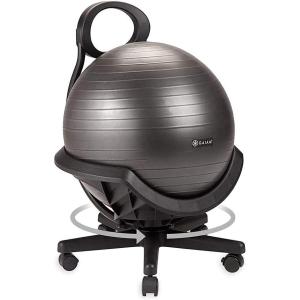 imageGaiam Ultimate Balance Ball Chair Standard or Swivel Base Option  Premium Exercise Stability Yoga Ball Ergonomic Chair for Home and Office Desk  52cm AntiBurst Ball Air Pump Exercise GuideSwivel Base Black