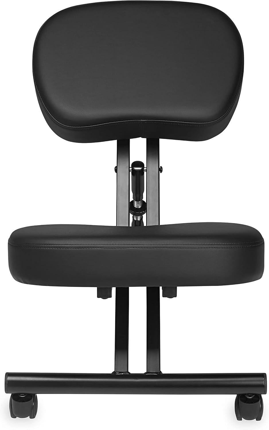 imageGaiam Ergonomic Kneeling Chair  Adjustable Office Chair with Padded Cushions  Home Office Chair for Improving Posture and Core Alignment  Includes EasyGlide Lockable Caster Wheels