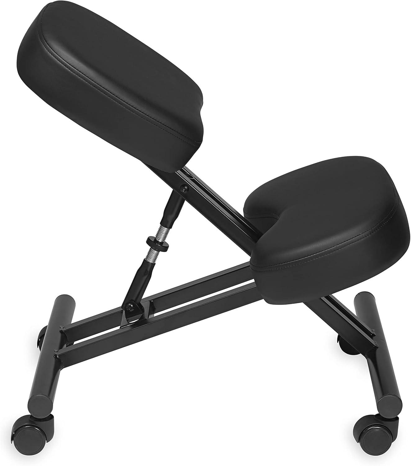 imageGaiam Ergonomic Kneeling Chair  Adjustable Office Chair with Padded Cushions  Home Office Chair for Improving Posture and Core Alignment  Includes EasyGlide Lockable Caster Wheels