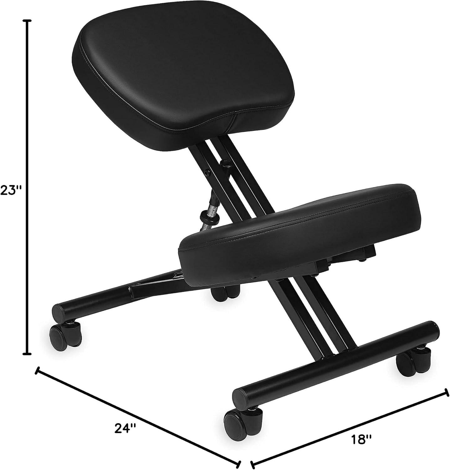 imageGaiam Ergonomic Kneeling Chair  Adjustable Office Chair with Padded Cushions  Home Office Chair for Improving Posture and Core Alignment  Includes EasyGlide Lockable Caster Wheels