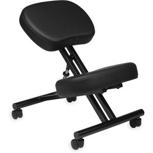 imageGaiam Ergonomic Kneeling Chair  Adjustable Office Chair with Padded Cushions  Home Office Chair for Improving Posture and Core Alignment  Includes EasyGlide Lockable Caster Wheels