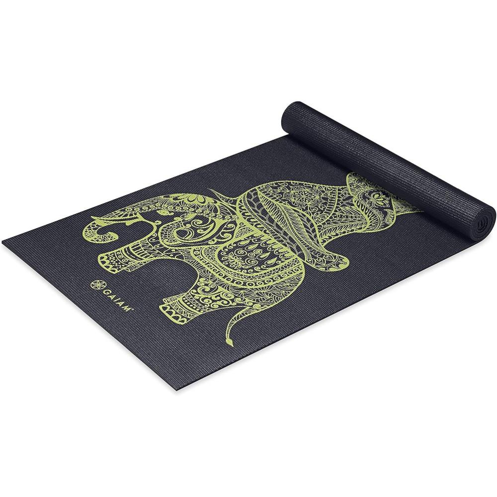 imageGaiam Yoga Mat  Premium 6mm Print Extra Thick Non Slip Exercise ampamp Fitness Mat for All Types of Yoga Pilates ampamp Floor Workouts 68quotL x 24quotW x 6mm ThickTribal Wisdom Elephant