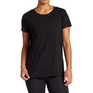 imageGaiam Womens Restore Rib Mix TShirt Relaxed Fit Lightweight Heathered Material HighLow HemBlack Tap Shoe