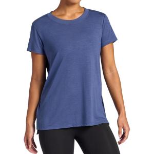 imageGaiam Womens Restore Rib Mix TShirt Relaxed Fit Lightweight Heathered Material HighLow HemBlue Indigo