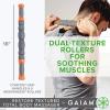 imageGaiam Restore Massage Stick Roller  18 Inch  Comfort Grip Handles with 6 Independent Textured Total Body Massager Spinners