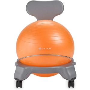 imageGaiam Kids Balance Ball Chair  Classic Childrens Stability Ball Chair Alternative School Classroom Flexible Desk Seating for Active Students with Satisfaction Guarantee GreyOrange  35cm
