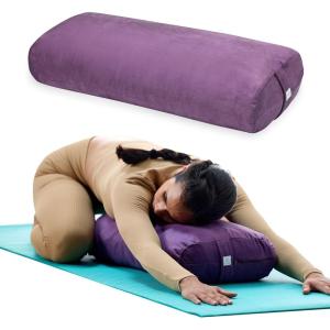 imageGaiam Round Yoga Bolster Pillow Soft Meditation Cushion for Yoga Massage and Back Support Breathable Cotton Fill Zippered Microfiber Cover EasyCarry Handle Machine WashablePurple