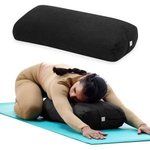 imageGaiam Round Yoga Bolster Pillow Soft Meditation Cushion for Yoga Massage and Back Support Breathable Cotton Fill Zippered Microfiber Cover EasyCarry Handle Machine WashableBlack
