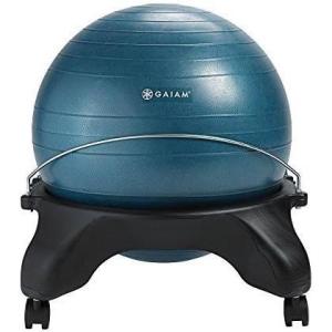 imageGaiam Classic Backless Balance Ball Chair  Exercise Stability Yoga Ball Premium Ergonomic Chair for Home and Office Desk with Air Pump Exercise Guide and Satisfaction Guarantee