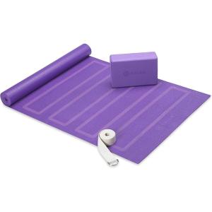 imageGaiam Beginners Yoga Starter Kit Yoga Mat Yoga Block Yoga StrapPurple