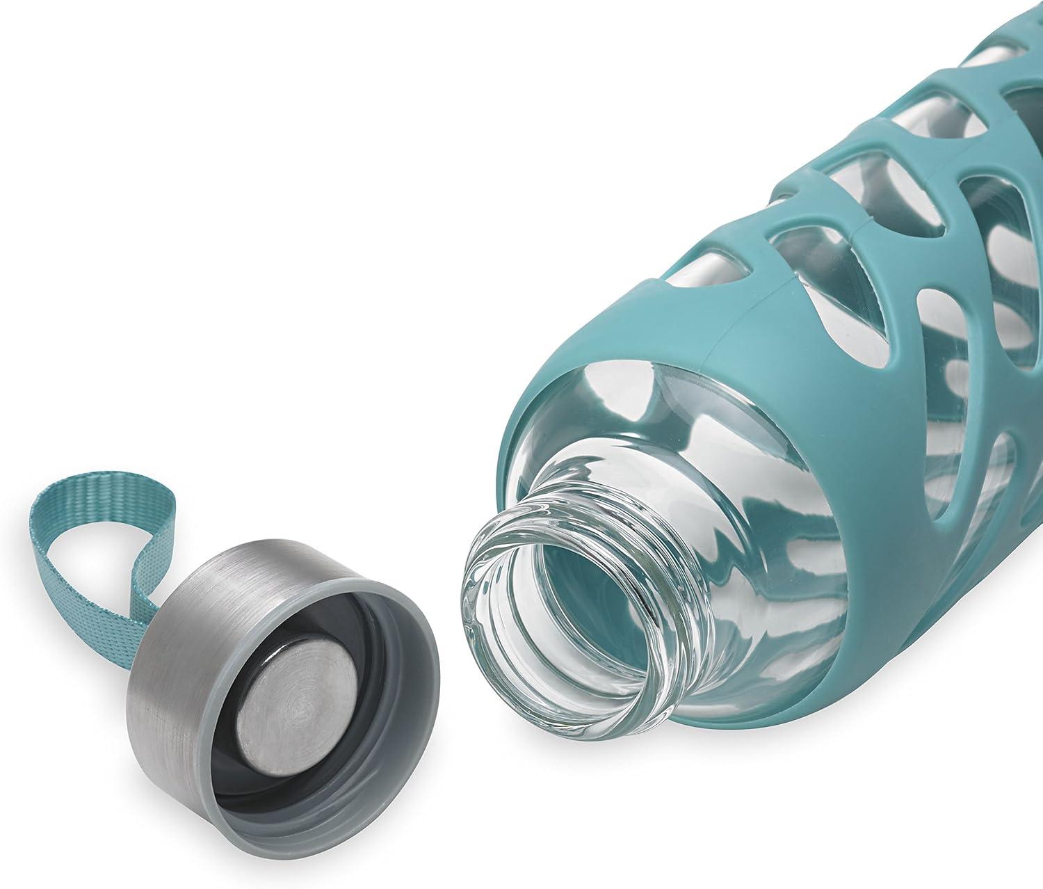 imageGaiam Water Bottle SureGrip Glass Bottle with Protective Silicone Sleeve 20 ozViridian