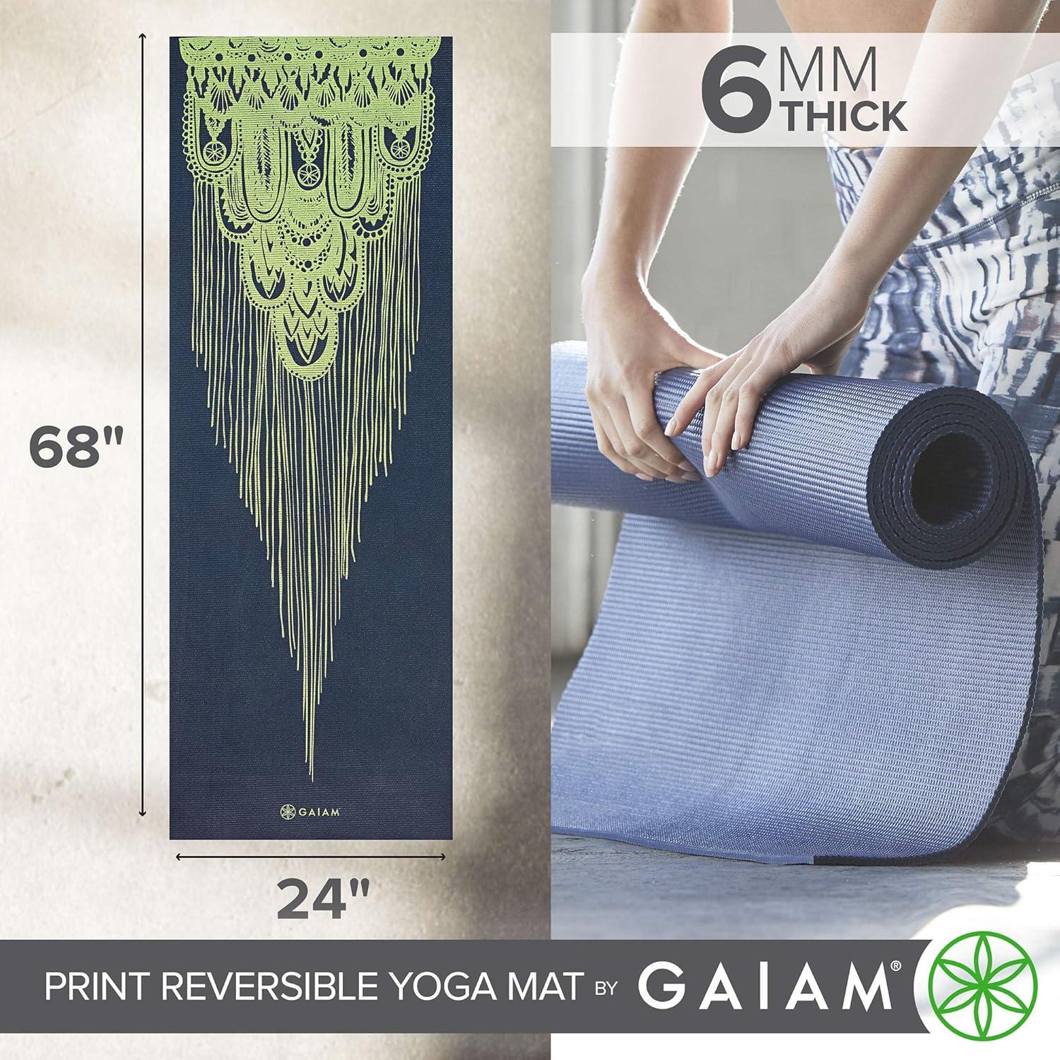 imageGaiam Yoga Mat Premium Print Reversible Extra Thick Non Slip Exercise ampamp Fitness Mat for All Types of Yoga Pilates ampamp Floor Workouts Vintage Tapestry 6mm
