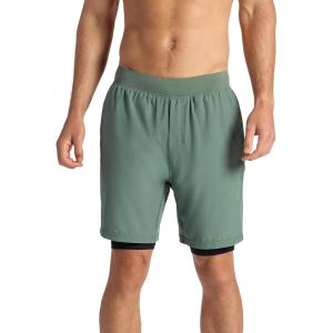 imageGaiam Mens Upside 7 Short with Liner Standard Fit Stretch Lightweight Material MoistureWickingDuck Green