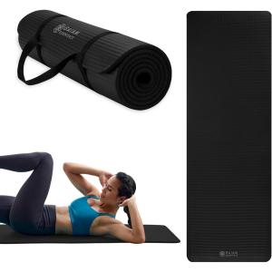 imageGaiam Essentials 25quot Thick 10mm Yoga ampamp Pilates Fitness ampamp Exercise Mat with EasyCinch Carrier Strap Cushion Support For Fitness and Gym WorkoutsBlack