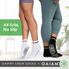 imageGaiam Grippy Crew Socks 2Pack GreyBlack NonSlip FullToe Comfort Grippers for Yoga Pilates Dance and Home Workouts Universal Fit Grip Socks for Indoor and Outdoor Activities
