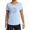 image:imageGaiam Womens Mindful Flower Graphic Crewneck TShirt Relaxed Fit Stretch Lightweight Material Curved HemBlue Fog  Moon