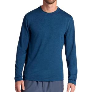 image:imageGaiam Mens Bliss Balance Long Sleeve Crewneck Top Standard Fit Stretch Midweight MaterialBlue Wing Teal Heather  Intent