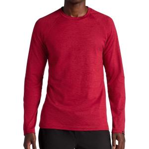 image:imageGaiam Mens Power Long Sleeve Crewneck Top Standard Fit Stretch Heavyweight Fleece MaterialBiking Red Heather