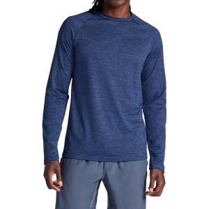 image:imageGaiam Mens Power Long Sleeve Crewneck Top Standard Fit Stretch Heavyweight Fleece MaterialNavy Heather