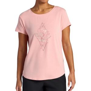 image:imageGaiam Womens Mindful Flower Graphic Crewneck TShirt Relaxed Fit Stretch Lightweight Material Curved HemCandlelight Peach  Diamond