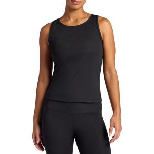 image:imageGaiam Womens Ribbed Crewneck Tank Top Cropped Fit Stretch Midweight Material MoistureWickingBlack Tap Shoe