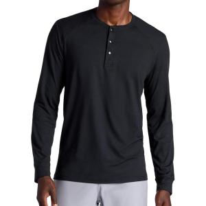 image:imageGaiam Mens Long Sleeve Henley Shirt Standard Fit Stretch Midweight MaterialBlack  Commuter