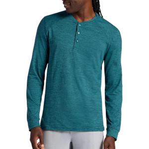 image:imageGaiam Mens Long Sleeve Henley Shirt Standard Fit Stretch Midweight MaterialDeep Teal Heather  Commuter