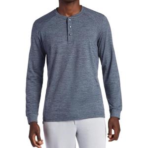 image:imageGaiam Mens Long Sleeve Henley Shirt Standard Fit Stretch Midweight MaterialEbony Heather  Commuter
