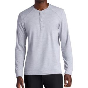image:imageGaiam Mens Long Sleeve Henley Shirt Standard Fit Stretch Midweight MaterialSleet Heather  Commuter