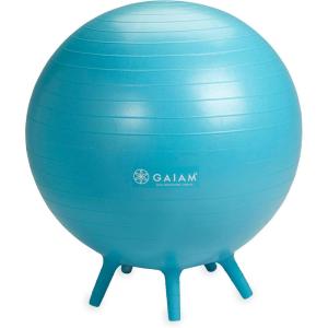 image:imageGaiam Balance Ball Chair  NoRoll Ergonomic Office Chair amp Yoga Ball Chair for Home Office Desk with Exercise Guide Easy Installation Ball Pump and Builtin Stability Legs 255 in 65 cm  Blue65cm