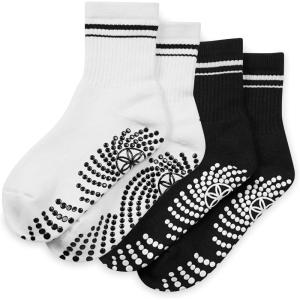 image:imageGaiam Grippy Crew Socks with Silicone Grip NonSlip Socks for Pilates Yoga Barre amp Dance  Cotton Blend  2Pack or 3Pack2 Pack  BlackWhite