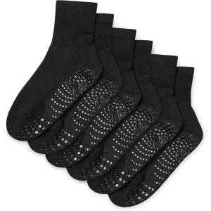image:imageGaiam Grippy Crew Socks with Silicone Grip NonSlip Socks for Pilates Yoga Barre amp Dance  Cotton Blend  2Pack or 3Pack3 Pack  Solid Black