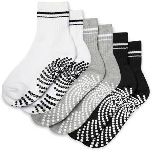 image:imageGaiam Grippy Crew Socks with Silicone Grip NonSlip Socks for Pilates Yoga Barre amp Dance  Cotton Blend  2Pack or 3Pack3 Pack  WhiteGreyBlack