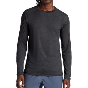 image:imageGaiam Mens Everyday Basic Long Sleeve Crewneck Top Standard Fit Stretch Midweight MaterialBlack Heather