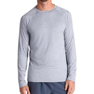image:imageGaiam Mens Everyday Basic Long Sleeve Crewneck Top Standard Fit Stretch Midweight MaterialSleet Heather