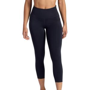 image:imageGaiam Womens Om HighRise Pocket Capri Pant Slim Cropped Fit 22 Inseam MoistureWickingBlack Tap Shoe