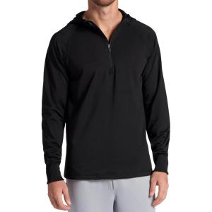 image:imageGaiam Mens Serenity Flow Long Sleeve Cowl Neck Quarterzip Hoodie Standard Fit Stretch Midweight MaterialBlack