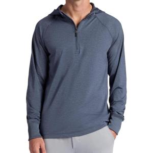 image:imageGaiam Mens Serenity Flow Long Sleeve Cowl Neck Quarterzip Hoodie Standard Fit Stretch Midweight MaterialCool Grey Heather
