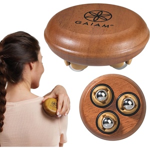 image:imageGaiam Relax Handheld Massager  Portable Wood Massage Tool with 3 FreeRolling Stainless Steel Balls for Sore Muscle Tension amp Blood Circulation Relief