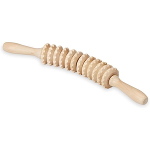 image:imageGaiam Restore 16 Curved Muscle Roller Stick Handheld Massage Roller with 12 Rolling Massagers for Muscle Recovery Wooden Cellulite Massager for Legs Back Arms amp Shoulders