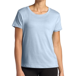 image:imageGaiam Womens Align Marled TShirt Relaxed Fit Stretch Midweight Heathered Material HighLow HemBlue Fog Heather