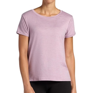 image:imageGaiam Womens Align Marled TShirt Relaxed Fit Stretch Midweight Heathered Material HighLow HemSea Fog Heather